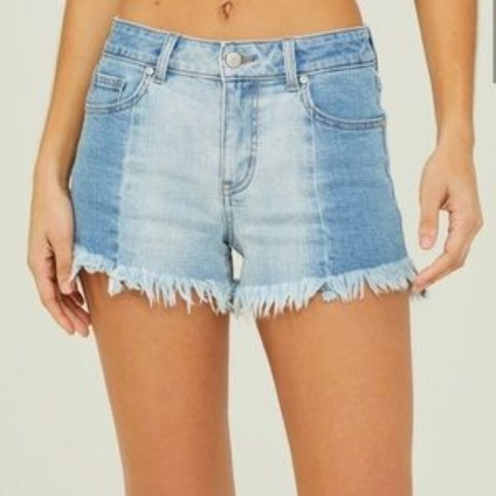 NEW Altar'd State Women's Two Toned Light Wash Distressed Jean Shorts - size 25